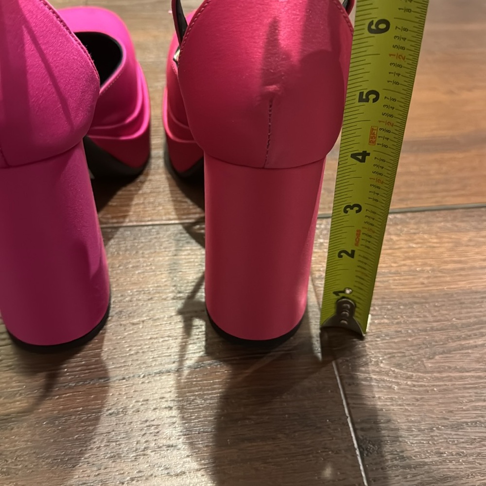 8 by Yoox NWT Pink Satin Platform Lace-up Block heel Pumps. Made in Italy. - Picture 9 of 15